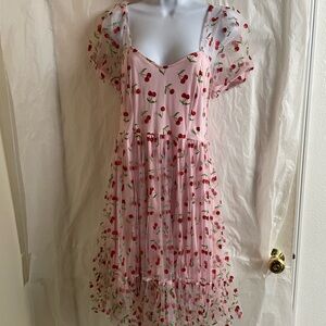 Hot Topic Pink Cherry Midi Dress